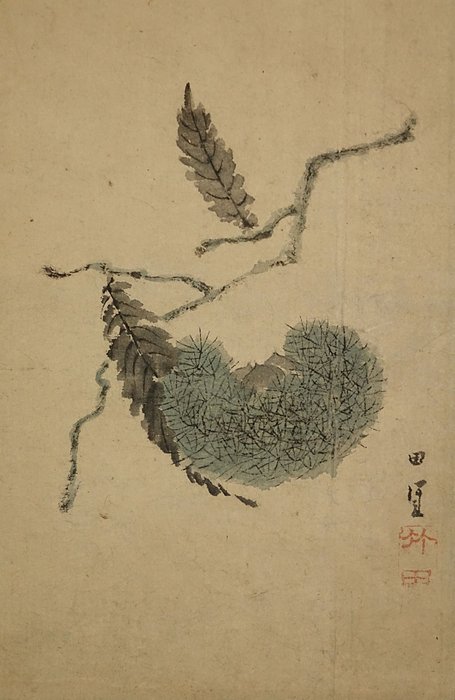 Hængende rulle - Papir - Tanomura Chikuden (1777-1835) - Chestnut - Japan - Begyndelsen af det 19 århundrede