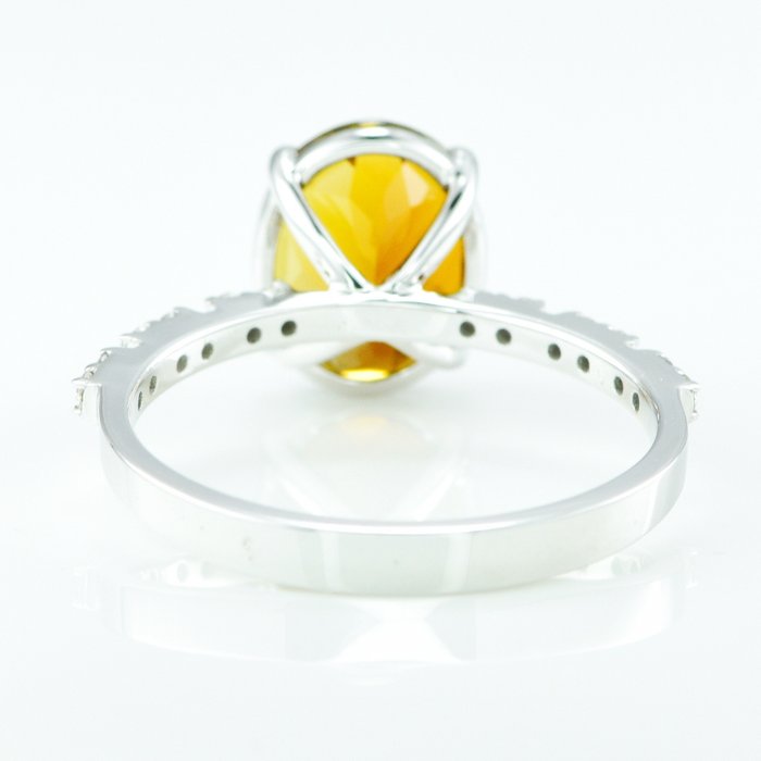 Ring - 14 karat Hvidguld -  2.09ct. tw. Turmalin - Diamant