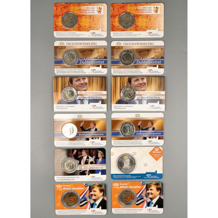 Holland. Euro 2013/2017 "Coincards" (12 stuks)  (Ingen mindstepris)