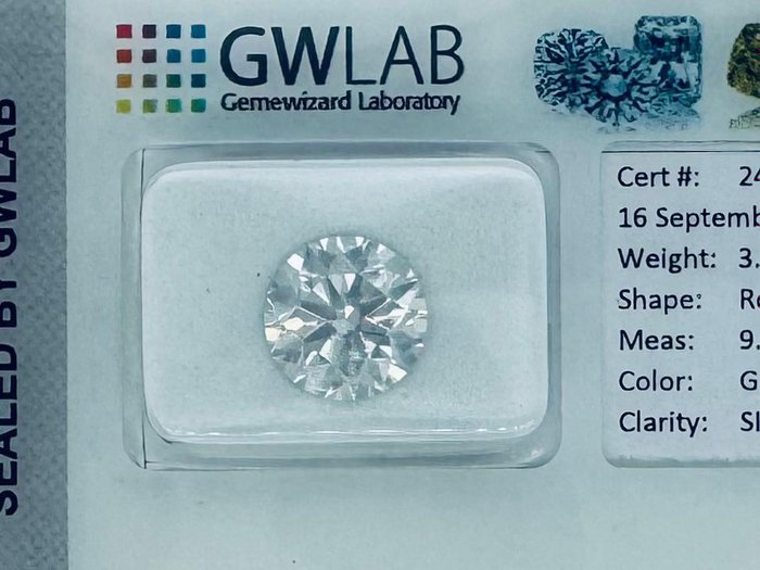 1 pcs Diamant  (Natur)  - 366 ct - Rund - G - SI2 - Gemewizard Gemological Laboratory (GWLab)