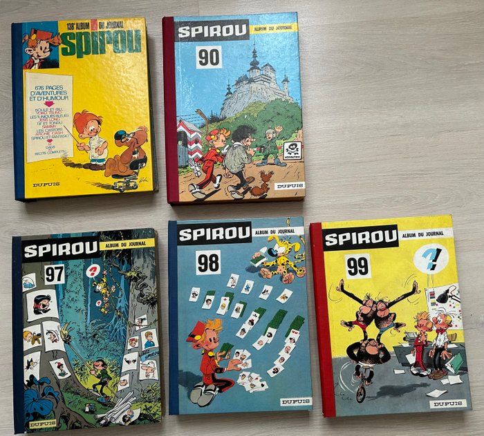 Spirou (magazine) - Recueil Nr: 90, 97, 98, 99, 137 - 5 Albums - Første udgave - 1963/1976