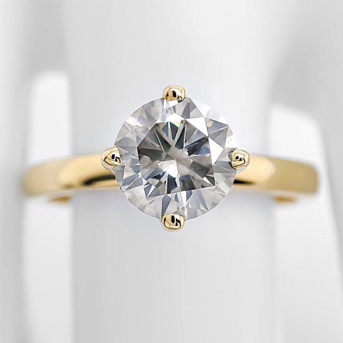 Ring - 14 karat Gulguld -  1.03ct. tw. Grå Diamant (Naturfarvet)