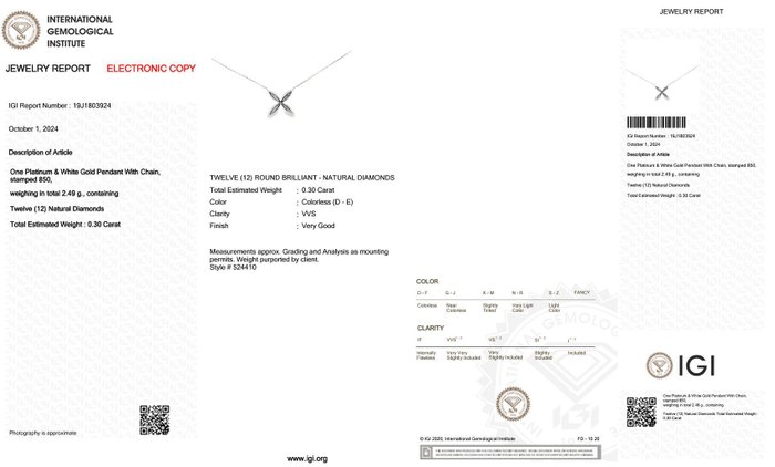 Ingen mindstepris - Halskæde med vedhæng Platin -  0.30ct. tw. Diamant (Natur)