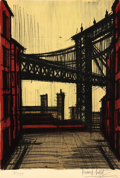 Bernard Buffet (1928-1999) - Le Pont de Brooklyn - Lithographie originale