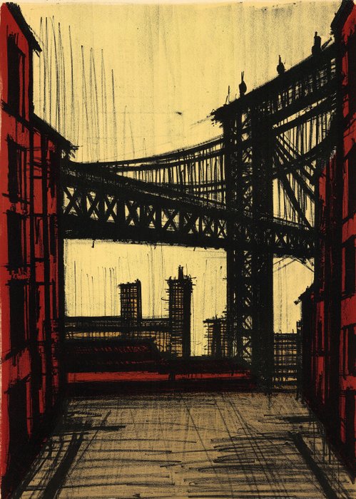 Bernard Buffet (1928-1999) - Le Pont de Brooklyn - Lithographie originale