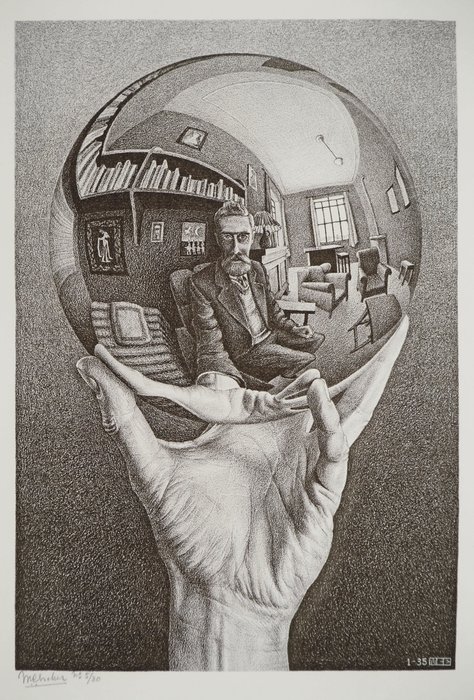 M.C. Escher (1898-1972) - Main avec globe réfléchissant