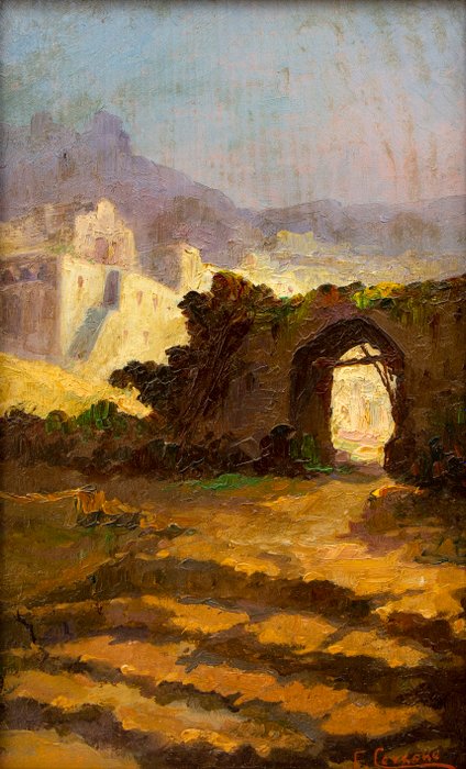 Ettore Cercone (1850 – 1896) - Veduta di Samaria col monte Garizim