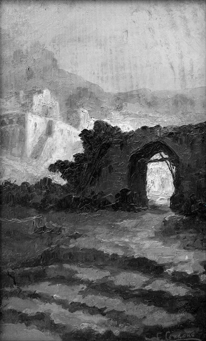 Ettore Cercone (1850 – 1896) - Veduta di Samaria col monte Garizim