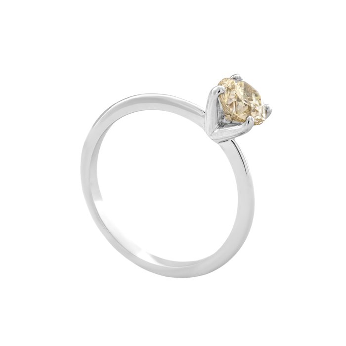 Ring - 14 karat Hvidguld -  0.73ct. tw. Gul Diamant (Naturfarvet)