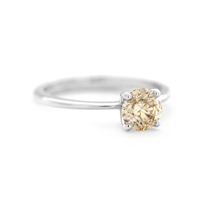 Ring - 14 karat Hvidguld -  0.73ct. tw. Gul Diamant (Naturfarvet)