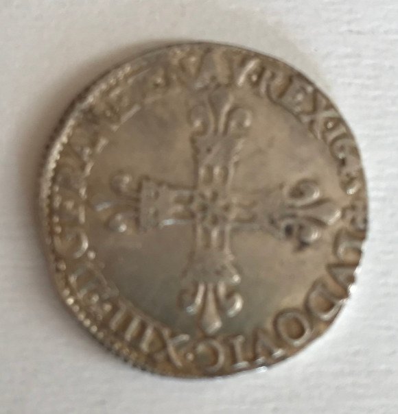 Frankrig. Ludvig 13. (1610-1643). 1/4 Écu 1643 F (R2) TTB