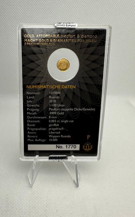 Rwanda 10 Amafranga 2018 Icons Of The World - Libertad 1/100 Oz (999) (incl diamant)  (Ingen mindstepris)