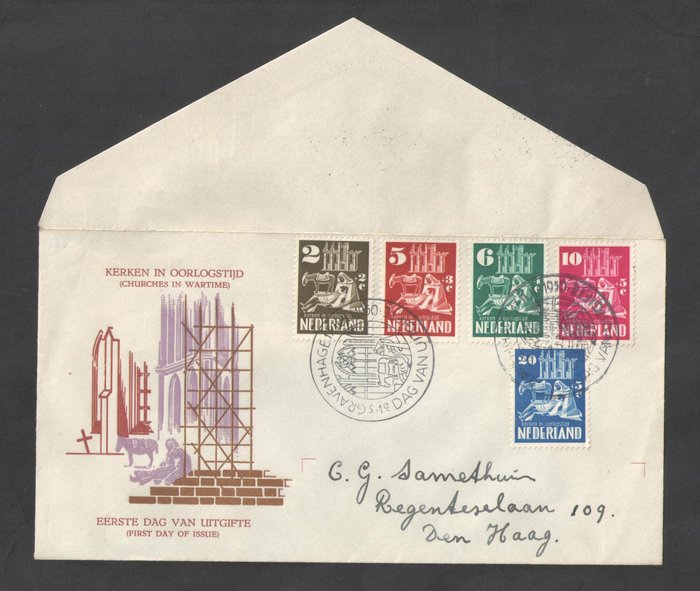 Holland 1950 - FDC kirker - NVPH E2