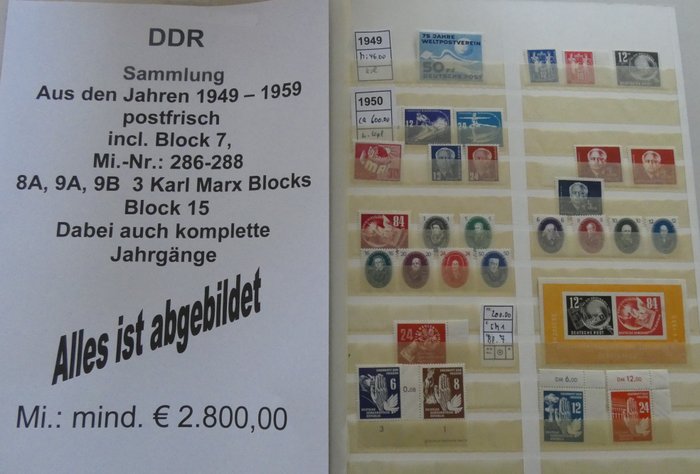 GDR 1949/1959 - DDR postfrimærker fra 1949 - 1959 postfrisk - fast komplett,