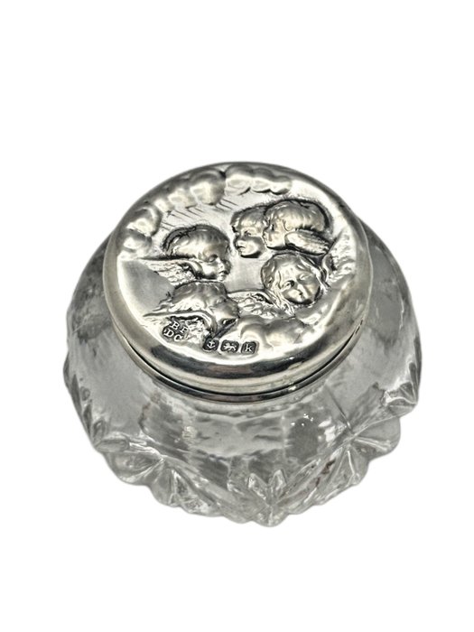 Sterling Silver and Crystal Dresser JAR Box by Boots Pure Drug Co. Circa 1900 - Krukke - .950 sølv