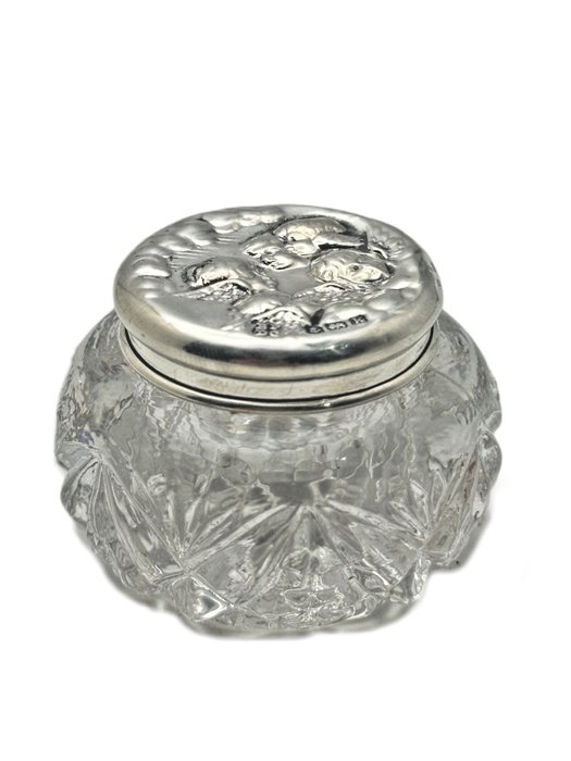 Sterling Silver and Crystal Dresser JAR Box by Boots Pure Drug Co. Circa 1900 - Krukke - .950 sølv