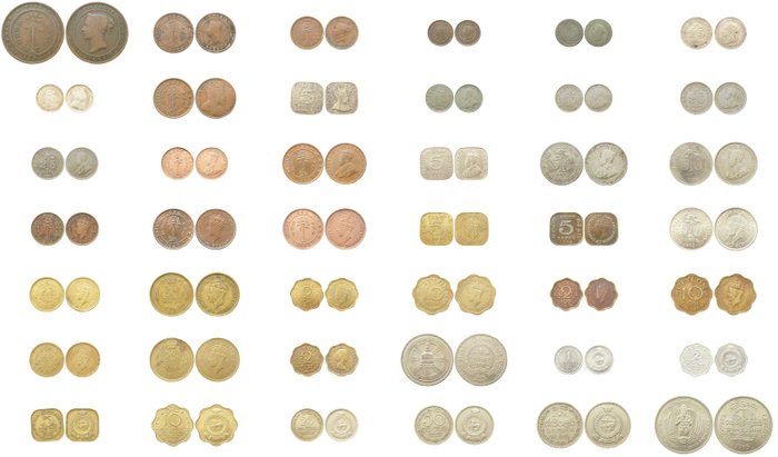 Ceylon. Various Denominations 1870/1971 (42 coins, including 9 silver)  (Ingen mindstepris)