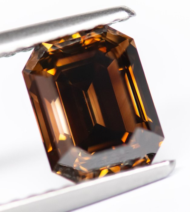 Ingen mindstepris - 1 pcs Diamant  (Naturfarvet)  - 1.51 ct - Smaragd - Fancy deep Orange Brun - VS1 - Gem Report Antwerp (GRA)