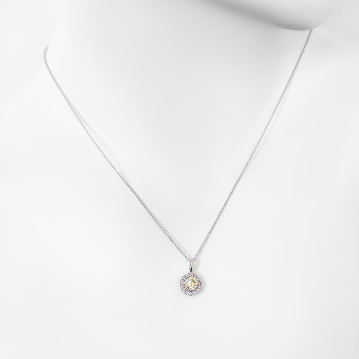 Vedhæng - 14 karat Hvidguld -  0.55ct. tw. Gul Diamant (Naturfarvet) - Diamant