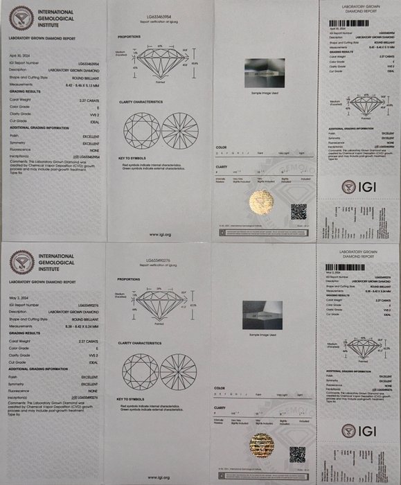 Øreringe - 14 karat Hvidguld -  6.38ct. tw. Diamant (Laboratoriedyrket) - Diamant