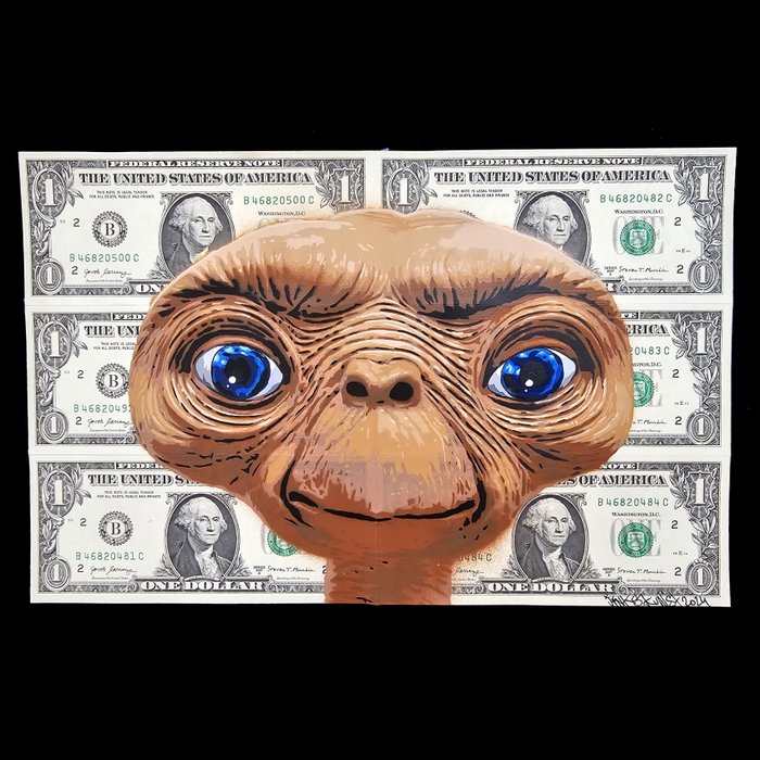 Jinks Kunst (1976) - E.T. - Edition  3/5 (6 X 1$ US) 16 LAYERS STENCIL