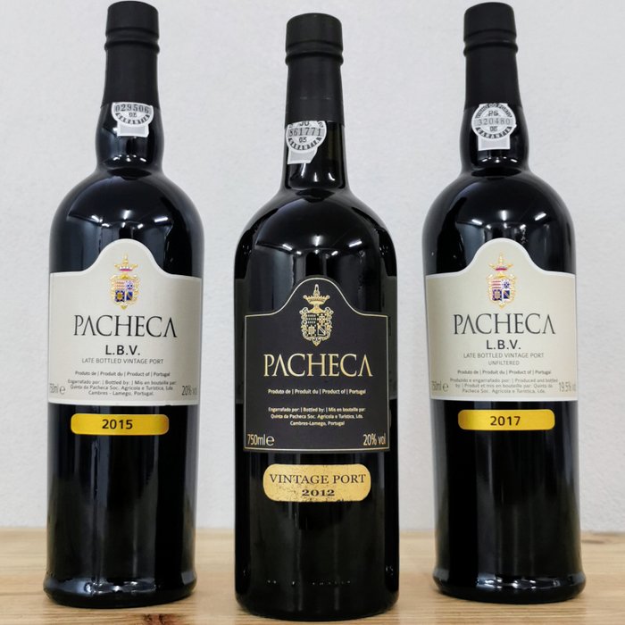 Quinta da Pacheca: 2012 Vintage, 2015  2017 Late Bottled Vintage -  Douro  - 3 Flasker (0,75 L)