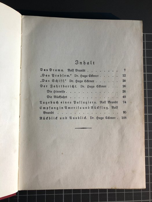 Tyske imperium - Zeppelin  - Bog af Dr. Hugo Eckener "The Graf Zeppelin's American Trip, 108 sider med 42 - Abbildungen, Herausgeber Rolf Brandt, Verlag August Scherl Berlin