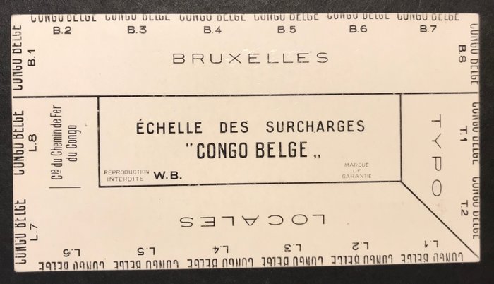 Belgisk Congo 1909 - Maes-skalaen til at identificere overtrykkene CONGO BELGE