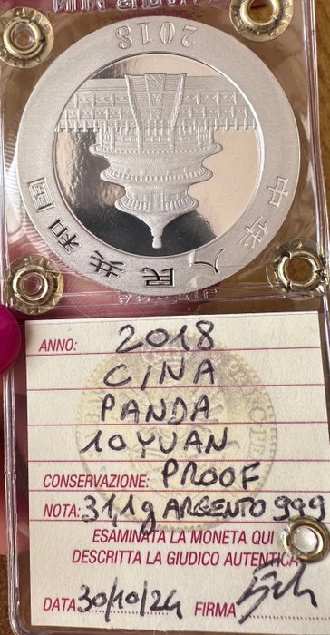 Kina. 10 Yuan 2018 Panda , 1 Oz (.999)  (Ingen mindstepris)