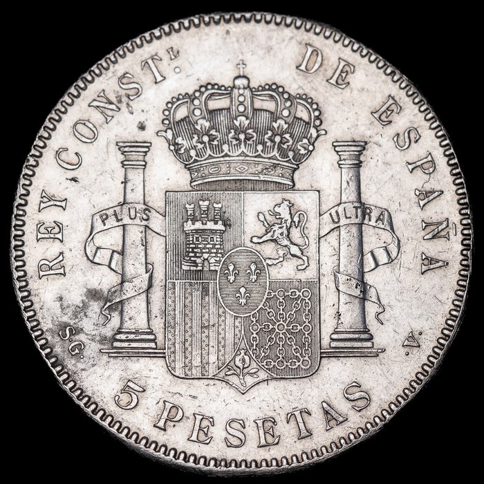 Spanien. Alfonso XIII (1886-1931). 5 Pesetas 1898 (18-98) S.G.V  (Ingen mindstepris)