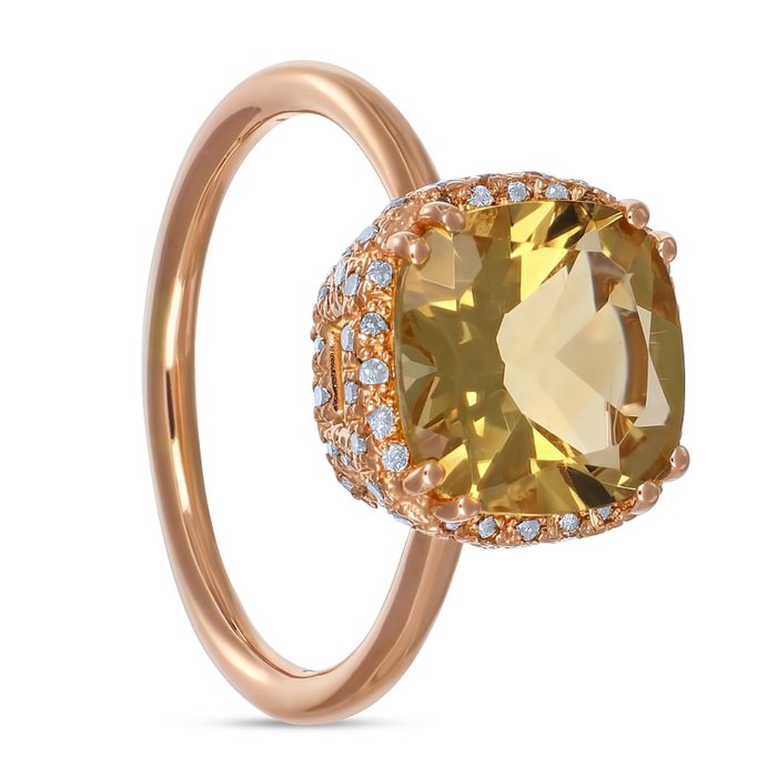 Ring - 18 kraat Gulguld -  3.78ct. tw. Topas - Diamant