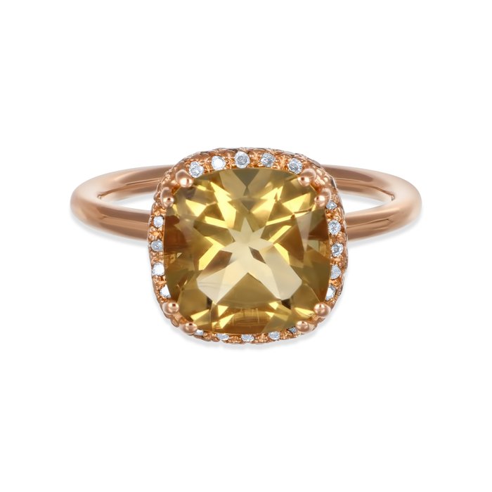 Ring - 18 kraat Gulguld -  3.78ct. tw. Topas - Diamant