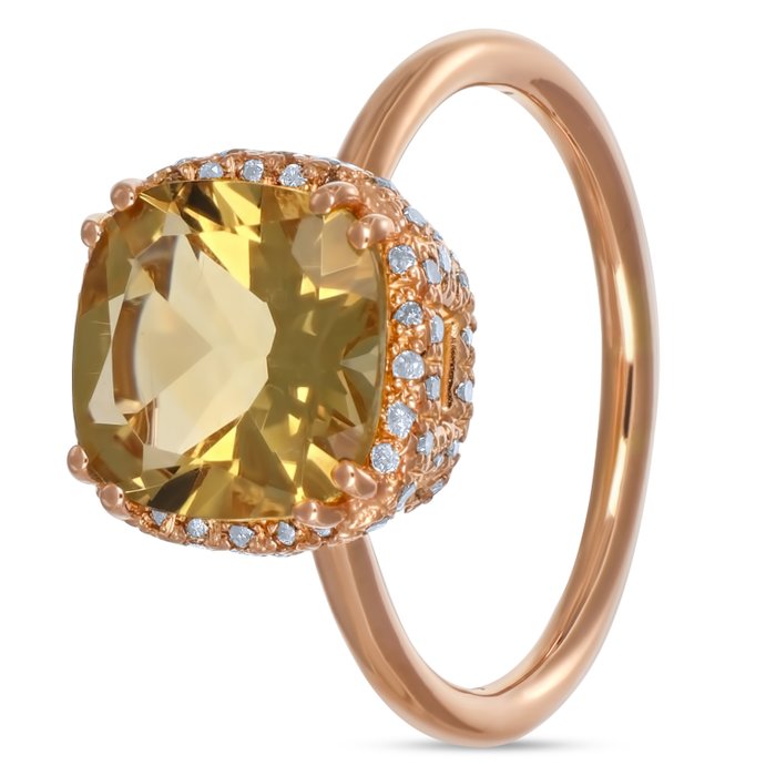 Ring - 18 kraat Gulguld -  3.78ct. tw. Topas - Diamant