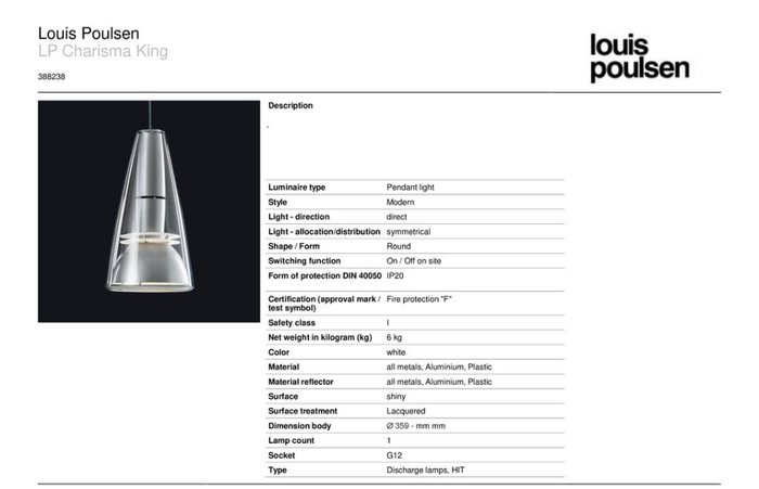 Louis Poulsen / PLH design - Loftslampe - Karisma konge - Aluminium, Akryl