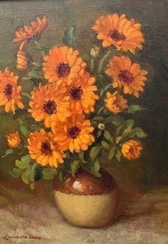 Louis Van De Leur (1910-1988) - Vase aux Gerberas