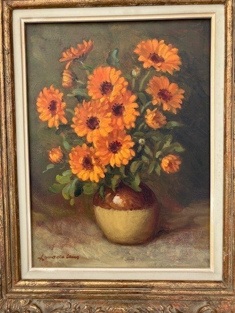 Louis Van De Leur (1910-1988) - Vase aux Gerberas