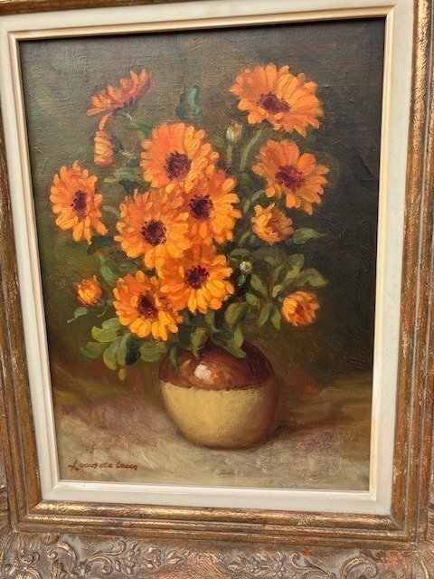 Louis Van De Leur (1910-1988) - Vase aux Gerberas