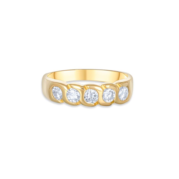 Ring - 18 kraat Gulguld -  0.85ct. tw. Diamant (Natur)