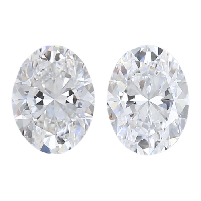 2 pcs Diamant  (Natur)  - 1.04 ct - Oval - D (farveløs), E - VVS1, VVS2 - Gemological Institute of America (GIA)