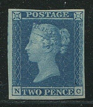 Storbritannien 1841 - 2 pence blå - Stanley Gibbons nr 14