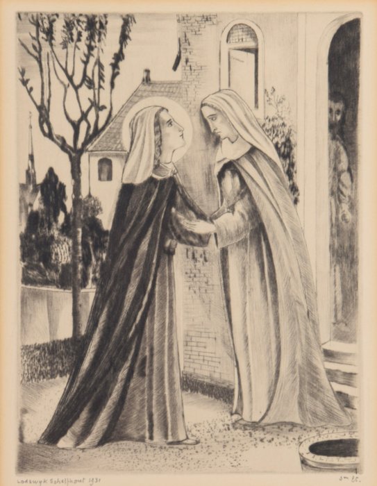 Schelfhout, Lodewijk (1881-1943) - Visitatie,  La Visitation (original title)