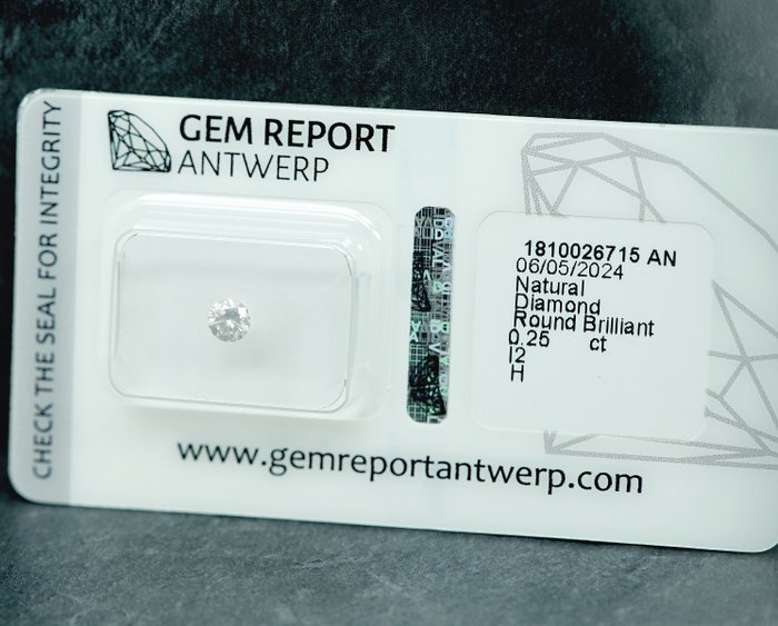 Ingen mindstepris - 1 pcs Diamant  (Natur)  - 0.25 ct - H - I2 - Gem Report Antwerp (GRA)