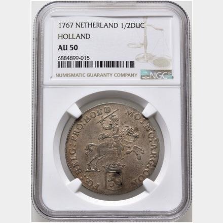 Nederlandene, Holland 1/2 Zilveren Rijder 1767 / Top 5 known to NGC