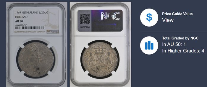 Nederlandene, Holland 1/2 Zilveren Rijder 1767 / Top 5 known to NGC