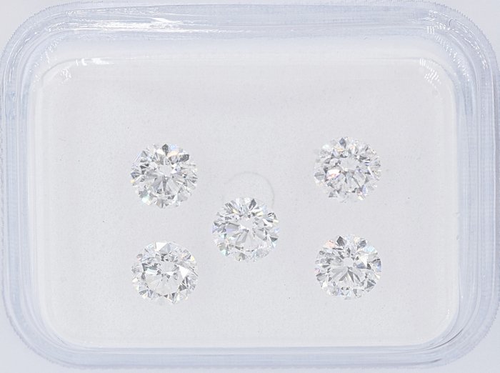 Ingen mindstepris - 5 pcs Diamant  (Natur)  - 108 ct - Rund - F - SI1 VS1 - Instituto Gemólogico Español (IGE)