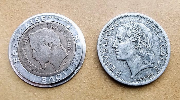 Frankrig Boîte à secret réalisée à partir d'une 5 Francs "Lavrillier" 1945  (Ingen mindstepris)