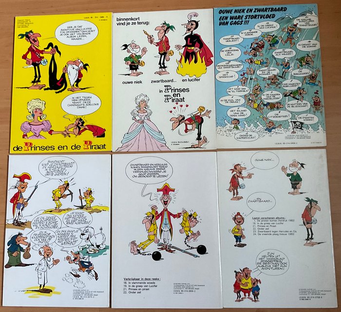 Ouwe Niek en Zwartbaard 19 t/m 24 - 6 x softcover - 6 Album - Første udgave - 1975/1982