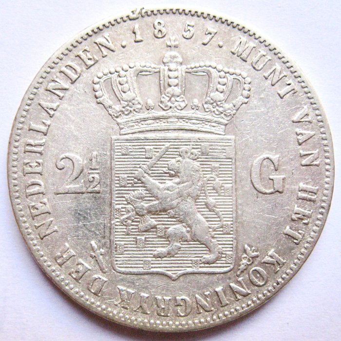 Holland. Willem III. 2-1/2 Gulden 1857  (Ingen mindstepris)