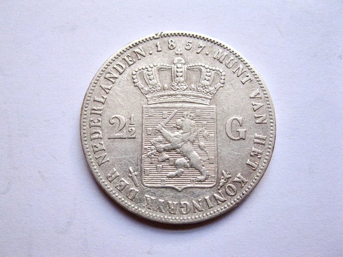 Holland. Willem III. 2-1/2 Gulden 1857  (Ingen mindstepris)