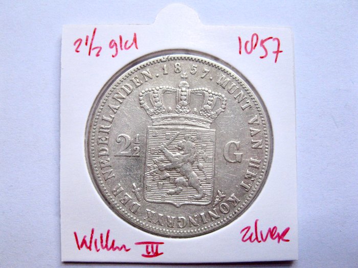 Holland. Willem III. 2-1/2 Gulden 1857  (Ingen mindstepris)